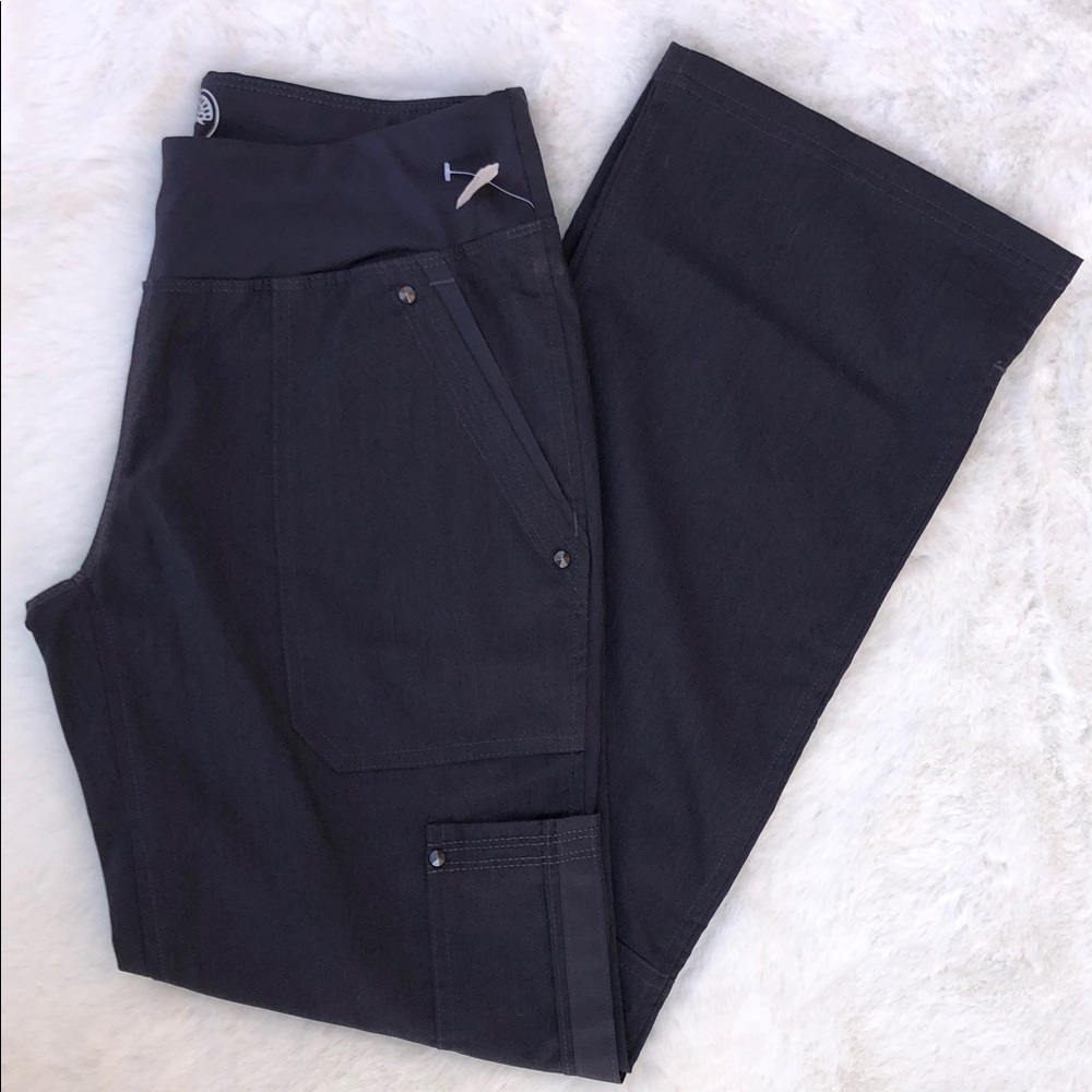 Healing Hands High-Rise Dk Grey Wide-Leg Scrub Pants Size XSP